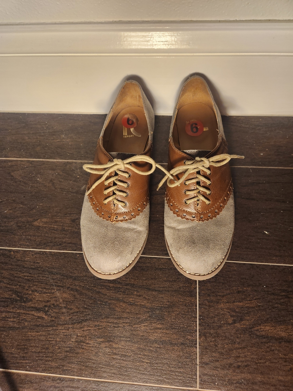 Report Footwear Two-Tone Leather & Suede Saddle Oxfords size 6